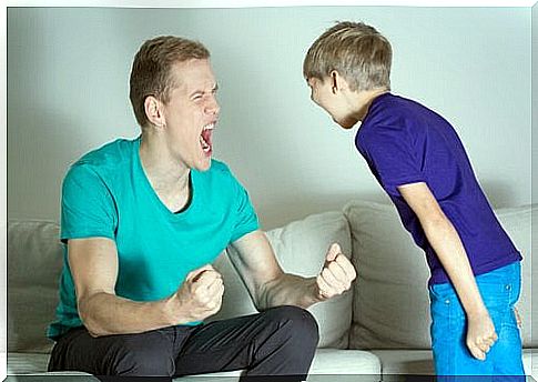 father and son yelling at each other