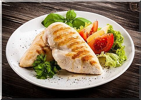 Chicken breast and salad