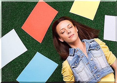 woman meditating lying down