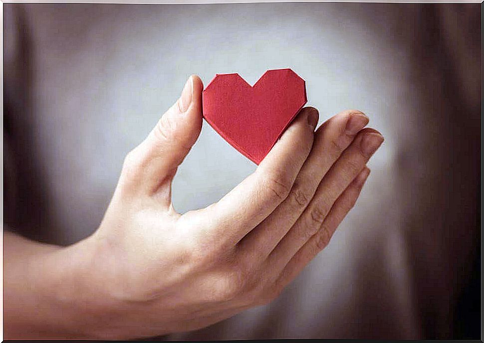 person holding paper heart