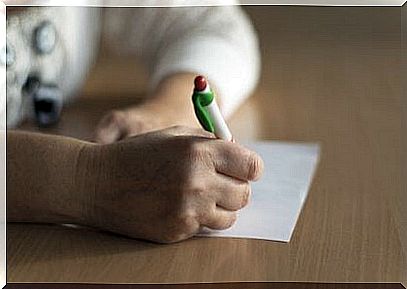 person writing to express feelings