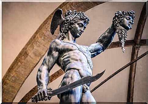 Perseus holding Medusa's head