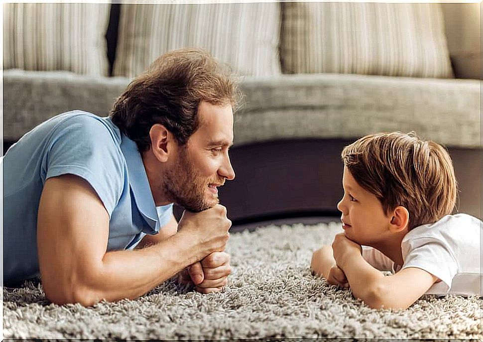 father and son having fun