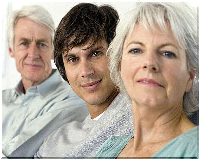 parents sitting with their child